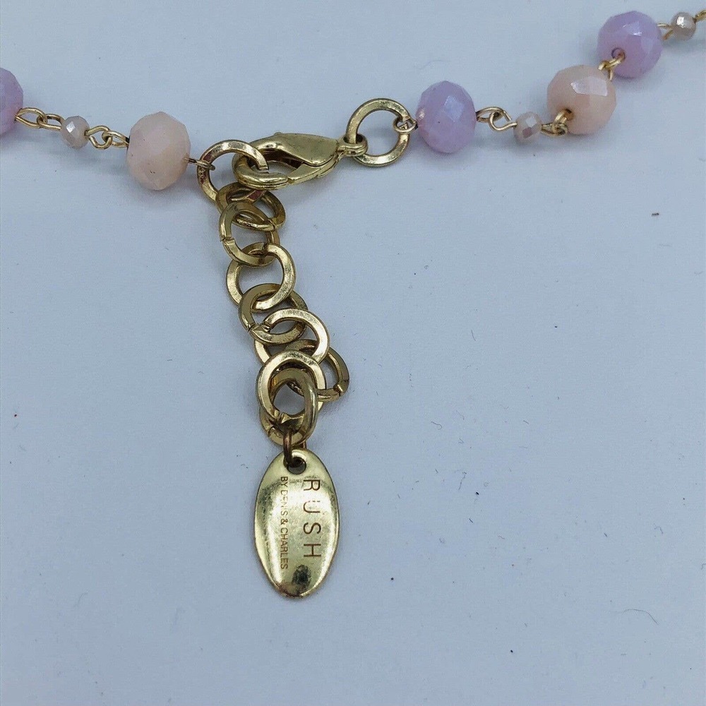 Rush By Denis & Charles Pink Crystal Beaded Necklace 40" Jewelry Vintage - Picture 8 of 8